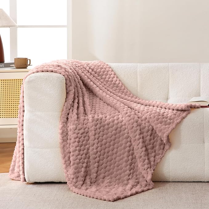 Bnuitland Pink Flannel Throw Blanket (50X40 inches), 300 GSM Fleece Cozy Warm Soft Lightweight Bed Sofa Blanket for Babys and Pets, Suitable for All Seasons