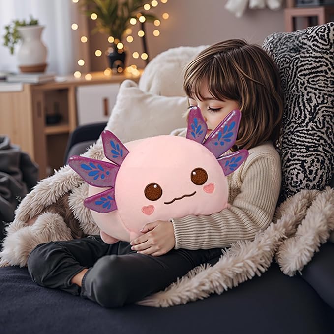 Mewaii Axolotl Plush, Cute Pink Axolotl Stuffed Animal, Soft Plushie Cuddle Pillow, Anime Plushie Doll, Cute Stuff Toys Gift for Girls, Boys and Males (16 Inch)