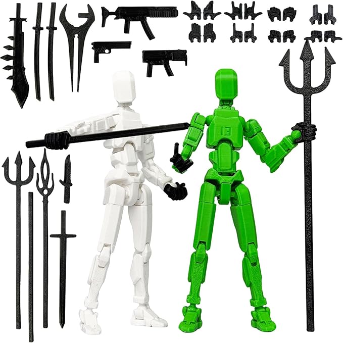 2PCS Assembly Completed T13 Action Figure,Multi-Jointed, Articulated T13 Desktop Decoration,Nova 13 Action Figures Desktop Decorations for Game Lovers Toy (Yellow)