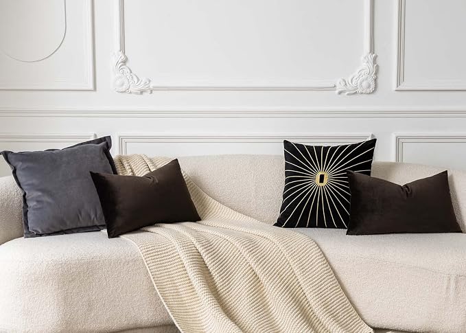 16x24 Pillow Covers Set of 2 Decorative Velvet Throw Pillow Covers,Coffee | Luxury Soft Cushion Covers with Invisible Zipper for Couch Sofa Bed Living Room Bedroom Home Decor