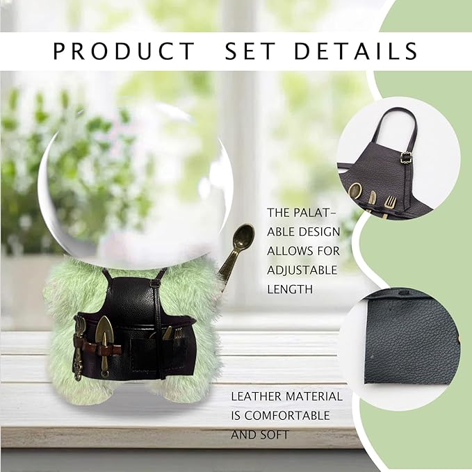Apron Work Clothes for 17cm Doll(No Dolls)，Kitchenware Series, a Total of 6 Accessories, Leather Bibs with Adjustable Length, for Food Collectors，Suitable 3.94-6.7inch(10-17cm) for Dolls