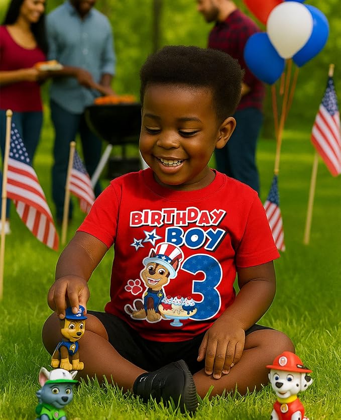 Paw Patrol Chase 3rd Birthday Boy Shirt - Toddler T-Shirt Gift Outfit for Party - Clothes for 3 Year Old Boys