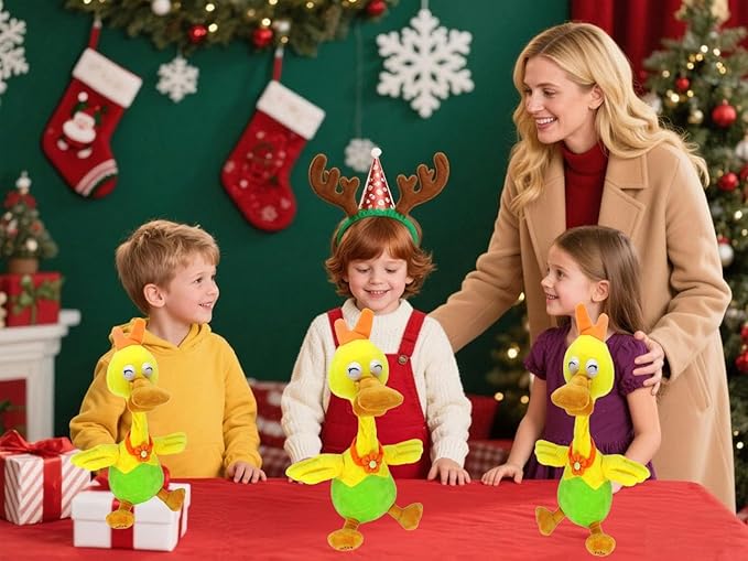 Talking Repeat Duck, Music Song Duck, Plush Toy Duck, Stuffed Animal, Plush Duck, Smart Toy Duck ，Adorable Interactive Duck Toy (Red Headdress)