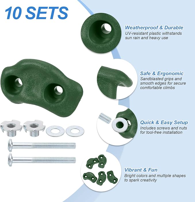 PATIKIL Climbing Rock Wall Grips Play Set Climber Attachments with Double Hole for Playground Accessory Indoor Outdoor