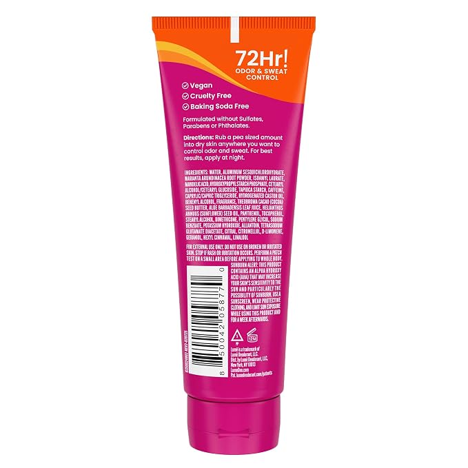 Lume Whole Body Deodorant Plus Sweat Control - Smooth Cream Tube - 72 Hour Odor And Sweat Control - Baking Soda Free, Skin Loving - 3.0 ounce (Clean Tangerine)