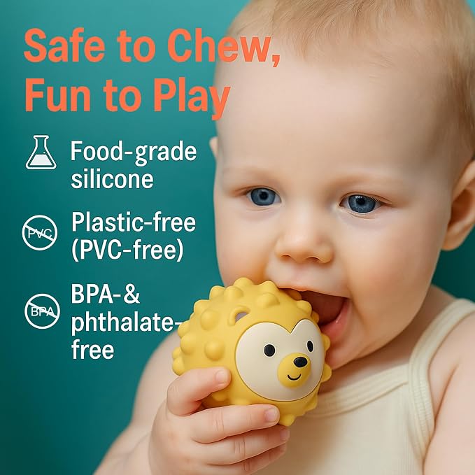 6-Pack Baby Sensory Balls, Textured & Animal Face Toddler Balls, BPA-Free Soft Teething Toys, Montessori Developmental Toys for Babies 6-12 Months, for Infant