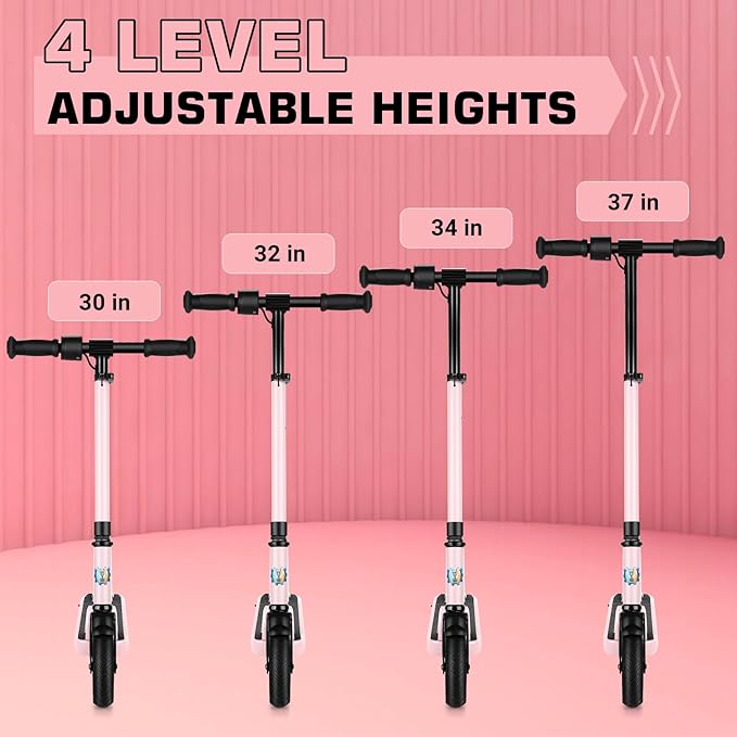 Caroma Electric Scooter for Kids Ages 6-14, 150W/180W Motor,10 MPH Max Speed & 7 Miles,Adjustable Height & Speed,Colorful Lights,LED Display,Foldable Kids Electric Scooter 132 Lbs Max Load