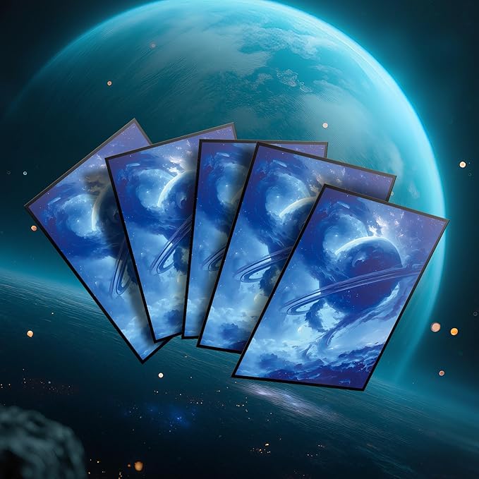 MTG Card Sleeves - Island - Planet Basic Lands Series - Ultra Clear Front & Matte Finish Back, 100 Count Standard Size Matte Art Sleeve for Magic The Gathering