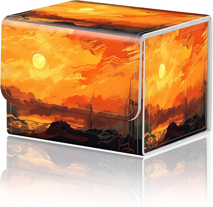 DEGDFSGR for TCG MTG Card Game Storage Box Organizer Trading Card Case Commander Deck Box Magnetic Closure Creative Pattern Up to 200 Cards, Sun Rising Up From The Sky