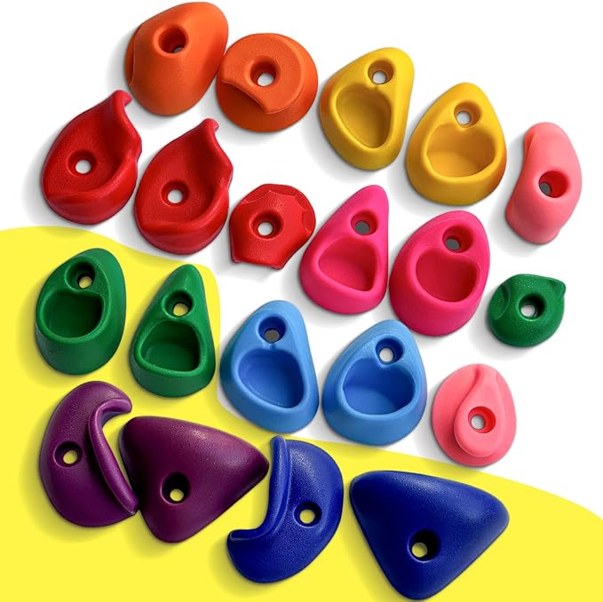 20 PCS Rock Climbing Holds for Kids,Rock Climbing Wall Grips Climbing Rocks Wall Kit for Indoor and Outdoor Playground Play Set with Hardware