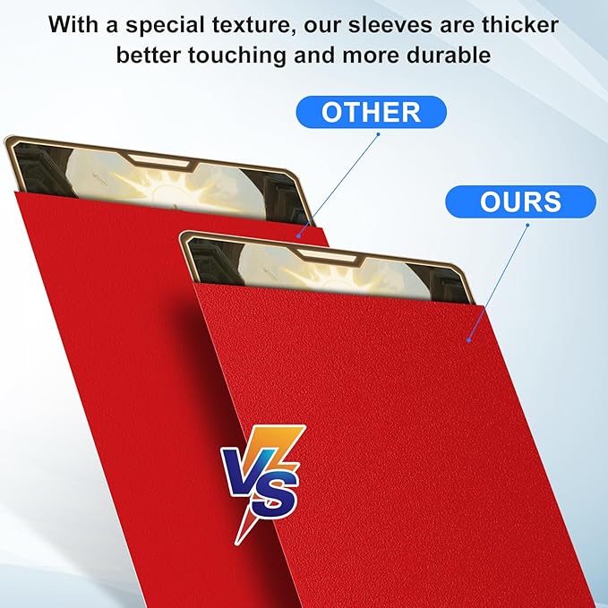 Trading Card Sleeves Perfect Fit TCG Matte Sleeves, Soft Sports Card Protector for Photocard Easy to Shuffle and Stack While Playing Card Game, Standard TCG Card Sleeves (red, 300)