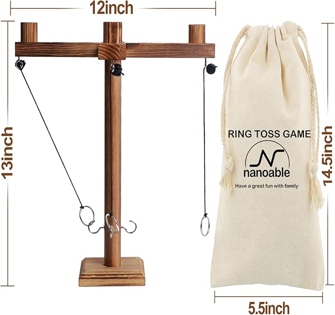 Ring Toss Games for Adults, Fun Hook and Ring Game with Carrying Bag, Outdoor Indoor Party Game, Board Games for Family, Bar, Party, Game Nights