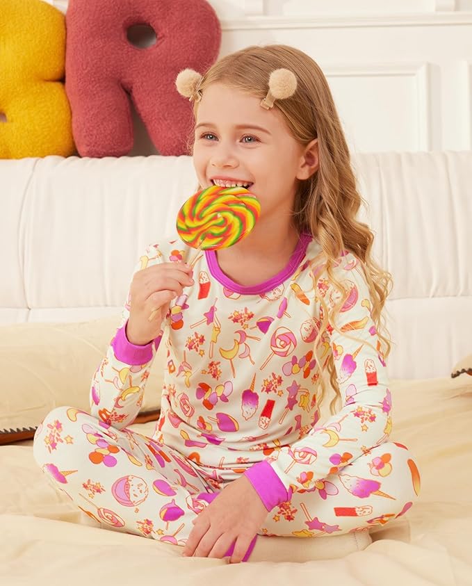 Bamboo Viscose Toddler Girls Kids Pajamas Unicorn Mermaid Pjs Long Sleeve Snug fit 12M-8Y 2pcs Soft Jammies