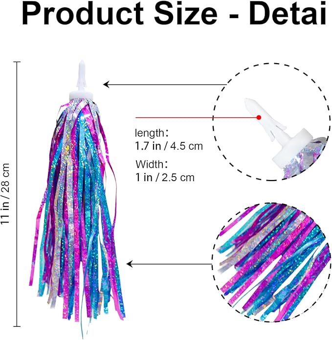 PLATT Kid's Bicycle Handlebar Streamers Colorful Ribbons Tassel for Girls Boys Bicycle Handlebar Scooter Handgrip (shiny blue purple 1Pair)