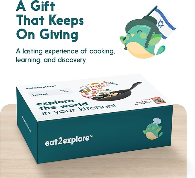 Kids Interactive & Educational Real Cooking Set for Families | Includes 3 Local Recipe Cards with Key Ingredients, Cooking Tools, Fun Kids Explorer Guide | Explore Israel Kit