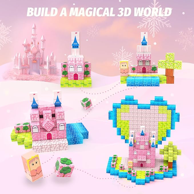 Magnetic Blocks, 48PCS 1inch Magnetic Building Cube Toys of Princess Castle Theme for Kids Boys Girls, Stacking Magnets for Kids, Birthday Gifts for Boys and Girls Age 3+ Years Old
