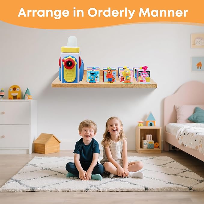 Floating Shelves for Little Tikes Story Dream Machine,Wall Shelf for Little Tikes Projector Books Audio Play Character Storage Tray Organizer for Toddlers and Kids Girls Boys,Oak(Natural Wood)