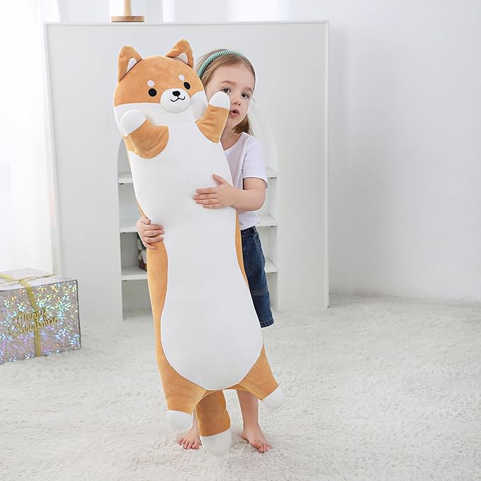 36 Inch Shiba Inu Dog Stuffed Animal, Big Akita Dog Plush Toy, Long Corgi Body Pillow for Bed Decor, Cute Plushies Birthday Gift for Thanksgiving, Birthday, Christmas(B)