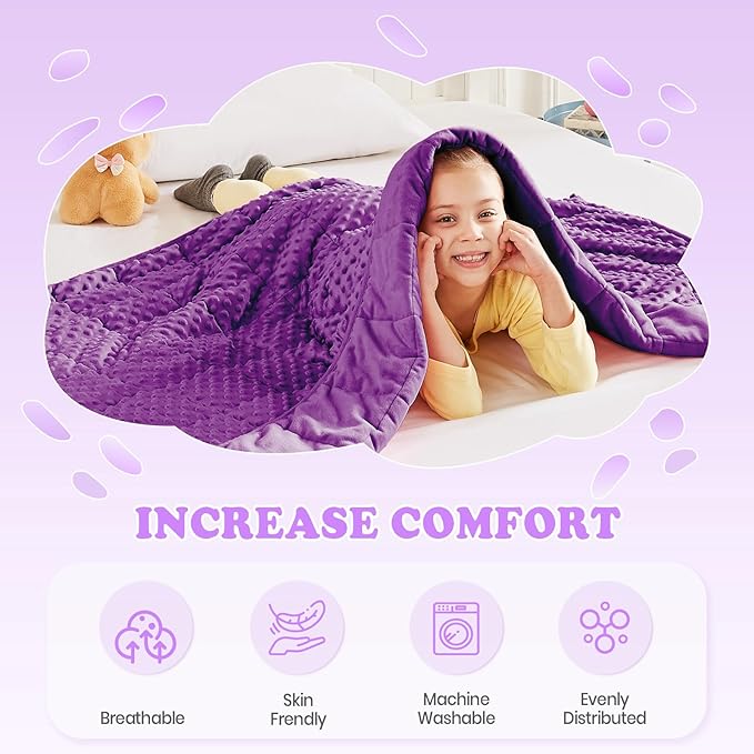 Weighted Blanket - 2 lbs Purple Minky Heavy Blanket, 20"x30", Small Size Breathable Lap Blanket