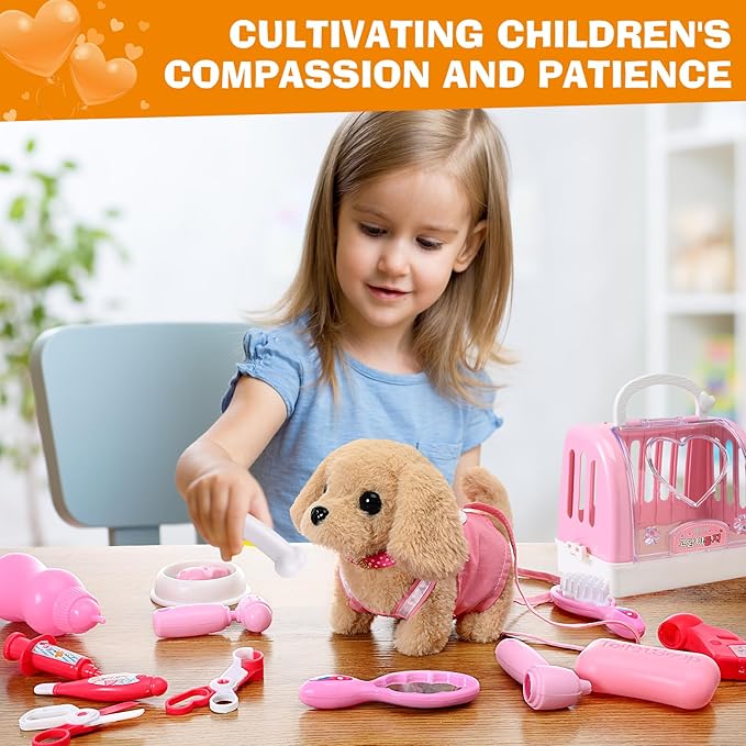 15 Pcs Robot Puppy Dog Toys for Girls Kids Boys, Realistic Robot Puppy Toys with Walk & Bark, Toy Gifts for 3 4 5 6 Year Old, Ideas 3 4 5 6 Year Old Girls Birthday Gifts