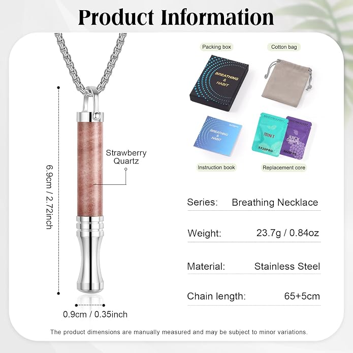 Breathing Necklace, Natural Stone Breathe Free Necklace Classic Shift for Stress Relief, Anxiety Necklace Mindful Breathefree Tool for Calm, Portable Wellness Gift for Adults