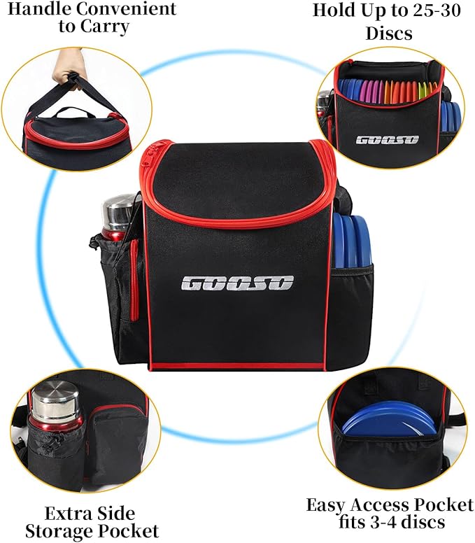 GOOSO Disc Golf Set with Bag - 12 PCS Flying Disc Golf Discs for Beginner with Putter, Midrange, Driver | Portable Disc Golf Backpack Holds 28+ Discs Free Stand Bag Design for Convenient Use