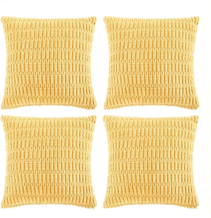 Fancy Homi 4 Packs Decorative Throw Pillow Covers for Living Room Couch Bed, Modern Farmhouse Boho Home Décor Accent Cushion Case, 22" x 22", Yellow
