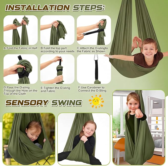 Sensory Swing Stand Frame with Pod Chair and Swings Set Kid Heavy Duty Metal Swing Stands Autism Hammock Chair Stand Tree Saucer Round for Kid Adult Indoor Outdoor Backyard Park(Camo Color)