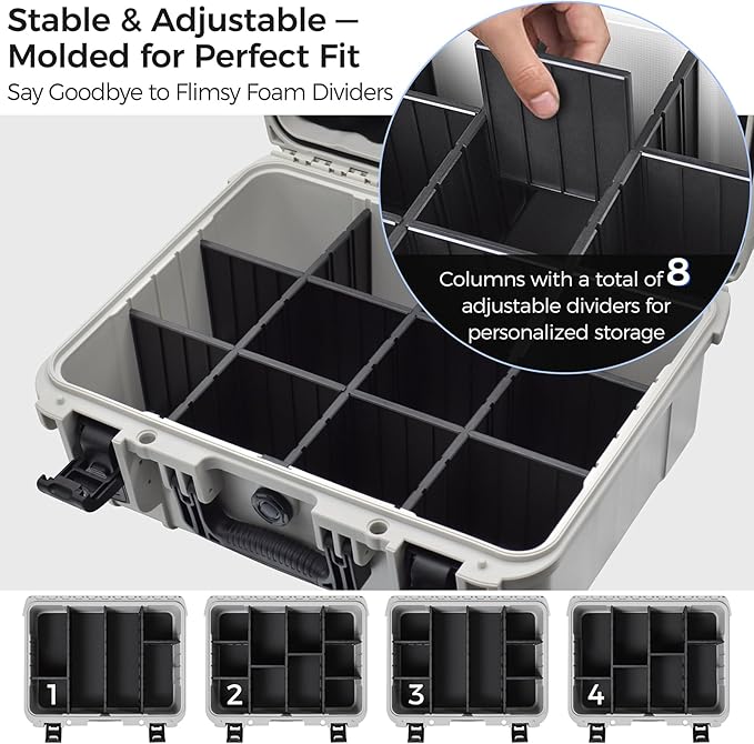 Graded & Trading Card Storage Box – XL Baseball Card Case with 8 Adjustable Dividers, Fits PSA BGS SGC Slabs, Toploaders & Magnetic Holders – Waterproof Hard Shell Sports Card Organizer (Case Only)