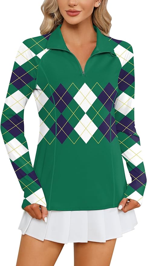 LOMON Women Long Sleeve Shirts Sun Protection 1/4 Zip Summer Quick Dry Hiking Shirts Quarter Zip Pullover for Women
