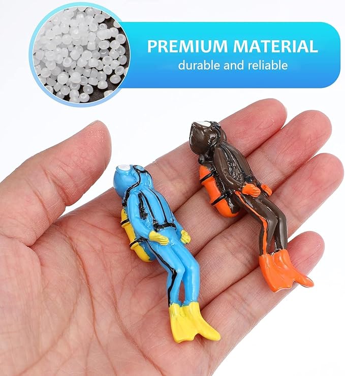 4Pcs Scuba Diver Figurines Action Figure Diorama Model Swimmers Figurines for Miniature Sand Table Ocean Party Sea Cake Aquarium Decor