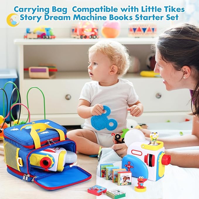 PISOSN Carrying Case for Little Tikes Story Dream Machine, Storage Bag Compatible with Dr. Seuss Books & Characters, Portable Organizer with Handle & Adjustable Shoulder Strap, Travel Home Accessory