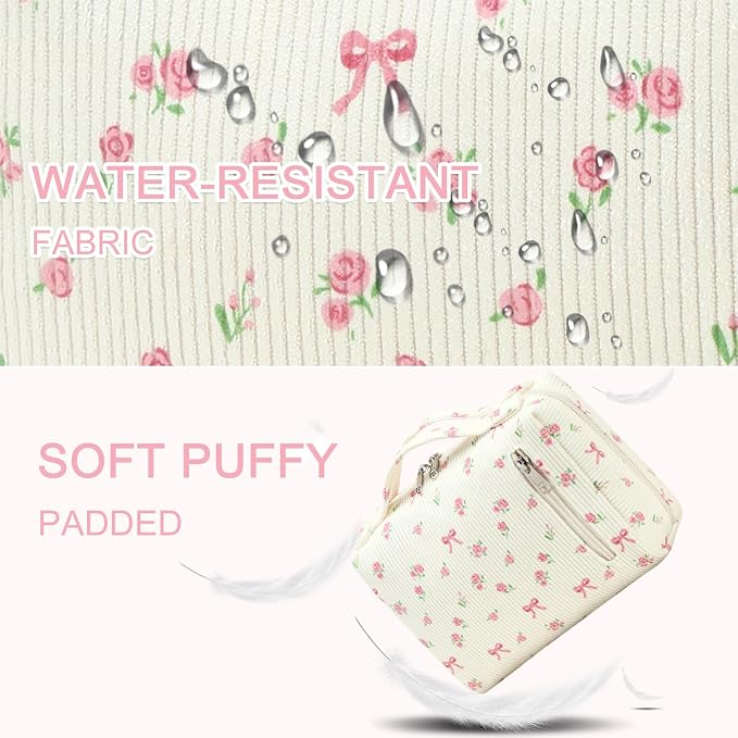 Bluboon Makeup Bag Zipper Pouch Travel Portable Cosmetic Bag Organizer for Women and Girls