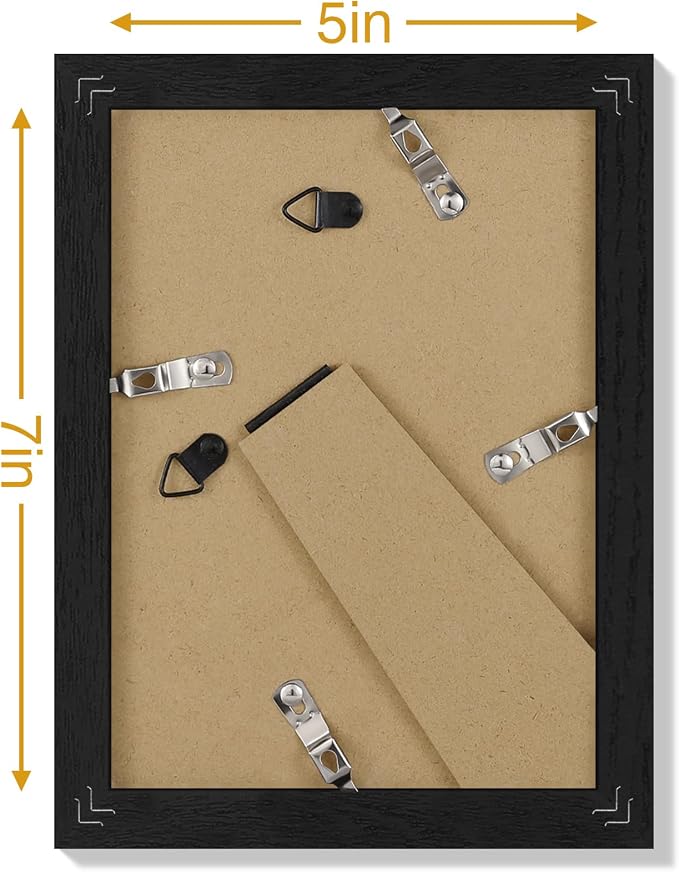 Vittanly 5x7 Picture Frames Set of 9, Black&Brown&Dark Grey | Display Pictures 4x6 with Mat or 5x7 without Mat, Small Photo Frames, Engineered Wood with Shatter Resistant Plexiglass