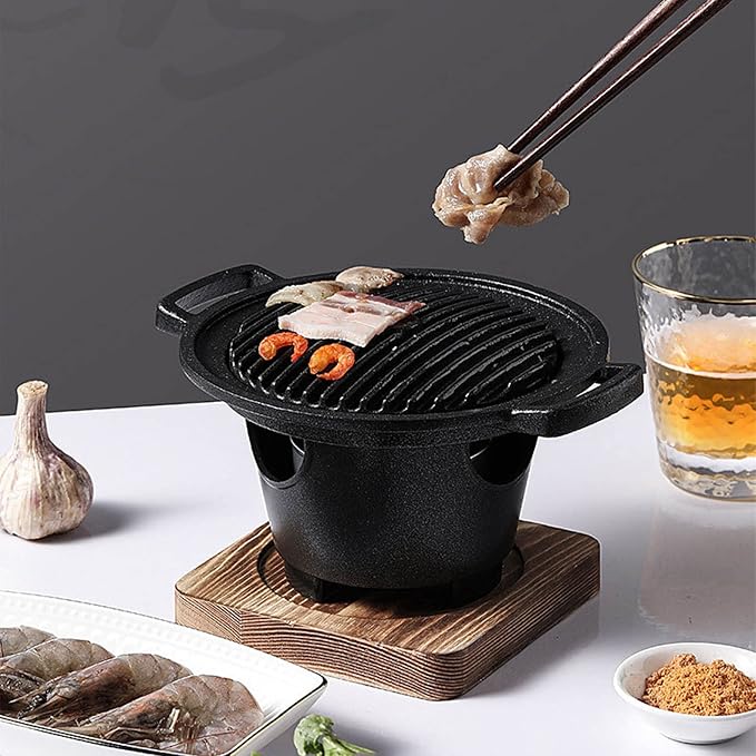 Fdit Portable Korean Barbecue Grill Non Stick BBQ Gril Mini One Person Barbecue Grill Household Korean BBQ Grill for Indoor and Outdoor Grilling