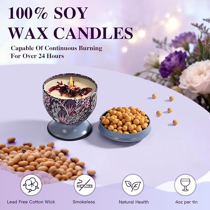 Aromatherapy Candle Gift Set (4-Pack),Aromatherapy Candles, Non-Toxic Aromatherapy Candles,Natural Soy Candles,Eco-Friendly Candles,Portable Travel Jar Candles,Birthday Gifts,Gifts for Women/Men