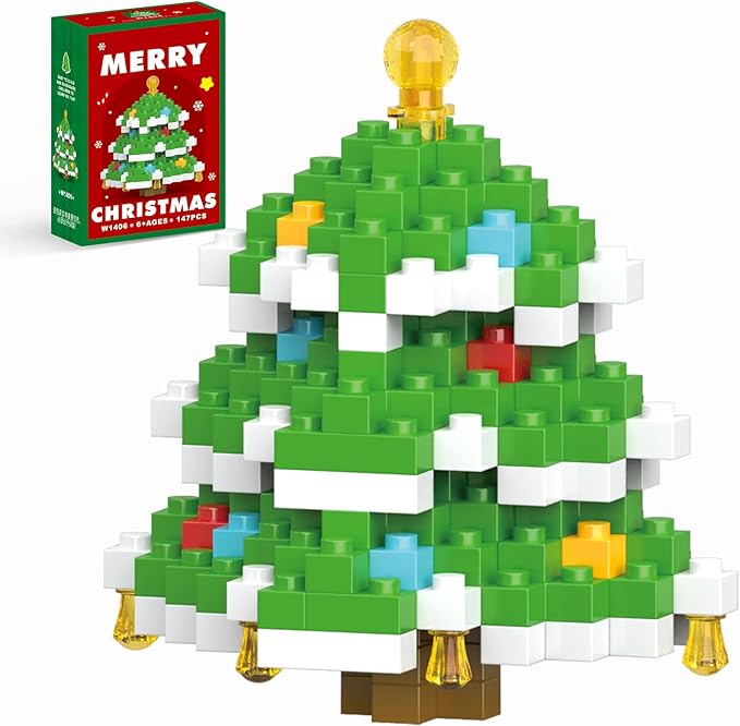 Christmas Building Blocks Compatible for Lego Christmas Tree Micro Blocks Stacking New Toys Holiday Present Box New Year Gifts for Kids Ages 6+ Boys and Girls(Tree)