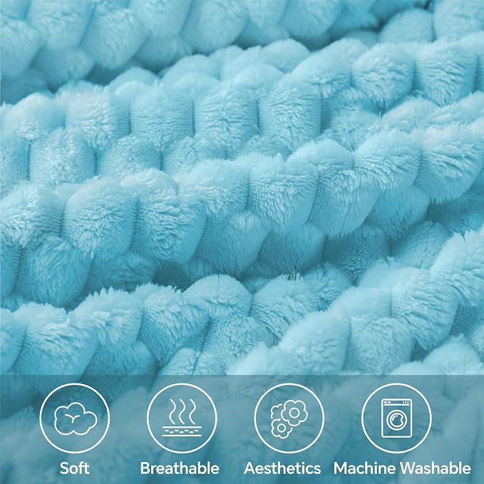 BEDELITE Light Blue Throw Blanket for Couch, Soft Gifts for Women, 50 * 60 | 3D Jacquard Decorative Fleece Blanket, Super Soft Plush Throws, Cute Birthday Gift for Women & Men, Suitable for All Seasons
