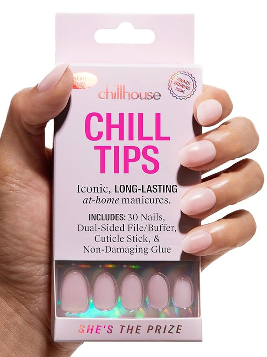Chillhouse - Chill Tips, Press on Nails Kit - She's the Prize (Oval) - 30 Nail Shapes & Sizes - Up to 2 Weeks of Wear - Customizable - Reusable - Latina Founded, Women Owned - Beauty, Self Care
