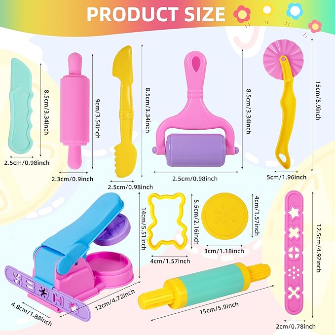 Dough Tools Set for Kids – 22 PCS Macaron Color Dough Play Tools with Animal Cutters, Dough Tool Set for Ages 3-8 (Random Colors)