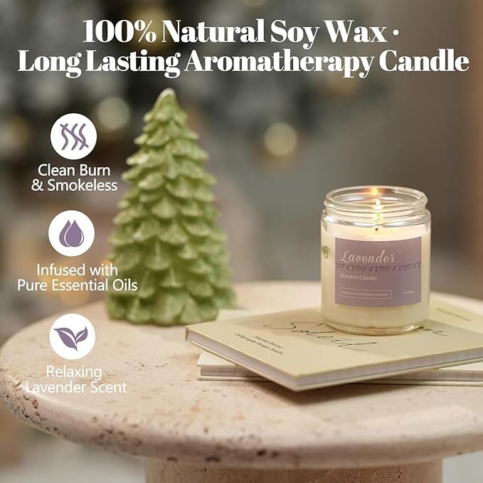 Scented Candles Gift Set, Long Lasting 6 Pack Aromatherapy Candles for Home, 42 oz 300 Hour Burn, Lavender Jasmine Vanilla Sage Sandalwood Rose Eucalyptus Mint, Gifts for Women