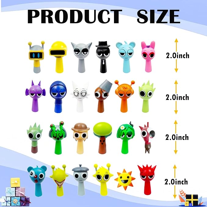Wenda Action Figures Toy Set 24-Piece,Clukr,Pinki,Jevin and Durple PVC Toys-Collectible for Display Enthusiast