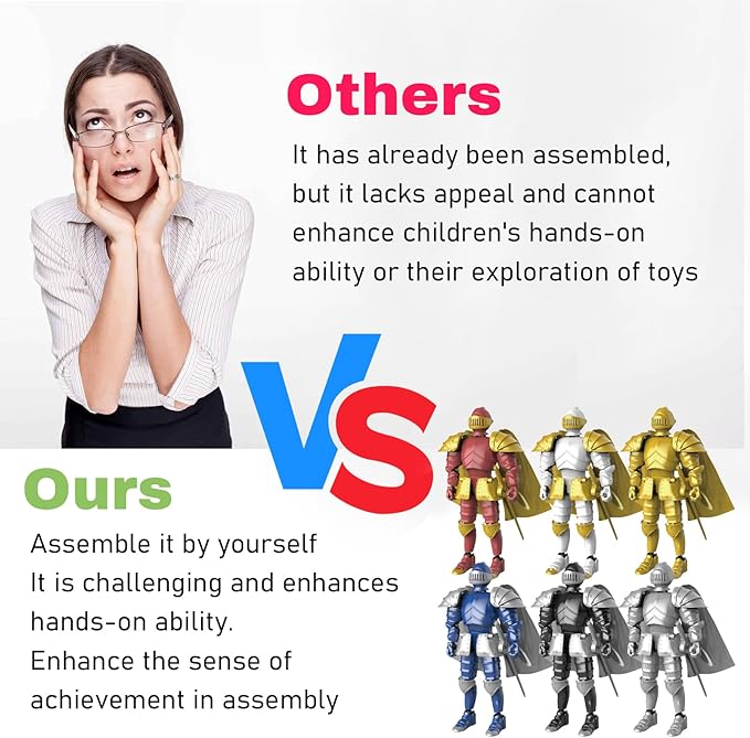 Knight Action Figures, Medieval Action Figures,Knight Armor Action Figure,Multi-Jointed Movable Robot Mannequin (6 Packs)