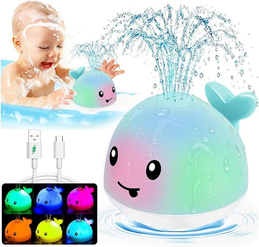 Baby Bath Toys 6-12-18 Months - Christmas Stocking Stuffers For Kids Ages 1-3 1 2 3 Year Boy Girl Gifts, Infant Baby Gifts Light Up Whale Bath Toy Sprinkler, Bathtub Water Pool Toy For Toddlers