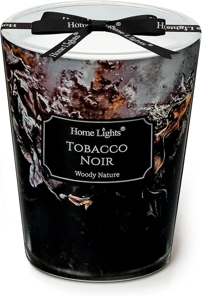 HomeLights Scented Candles for Women & Men, 6.7oz Candle Jars Aromatherapy Single Wick Candle, Ideal for Industrial Chic Home Decor and Gifts, Tobacco Noir