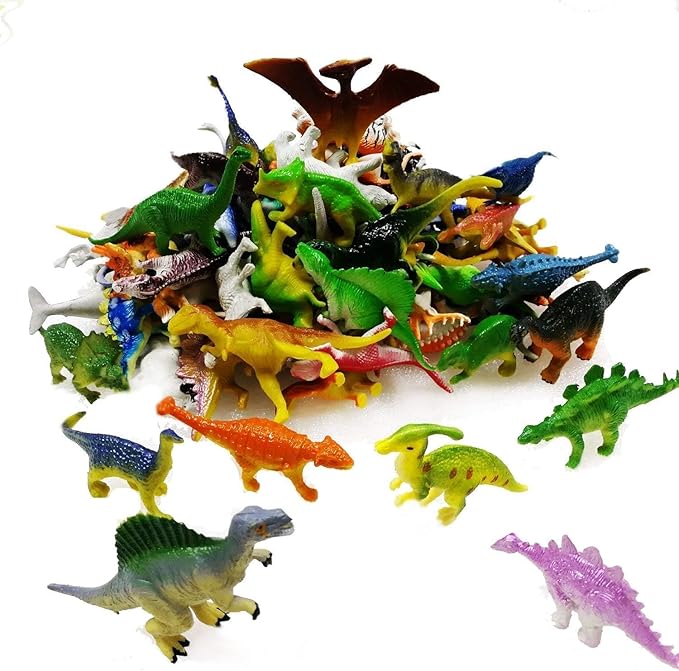 OuMuaMua Dinosaur Toys, Plastic Mini Dinosaur Figure Toy Set Including T-rex, Stegosaurus, Monoclonius for Kids Toddler Dinosaur Birthday Party Favors, Christmas Easter Eggs Filler Gifts, 78 Pack