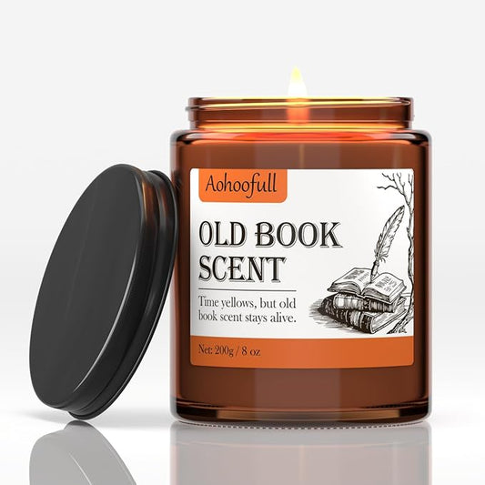 Scented Candles Gifts for Book Lovers, Soy Wax Candles,Fall Candle Inspired Gift Ideas for Readers,Women, Bookworm, Librarian, Men, Friend, 8 oz