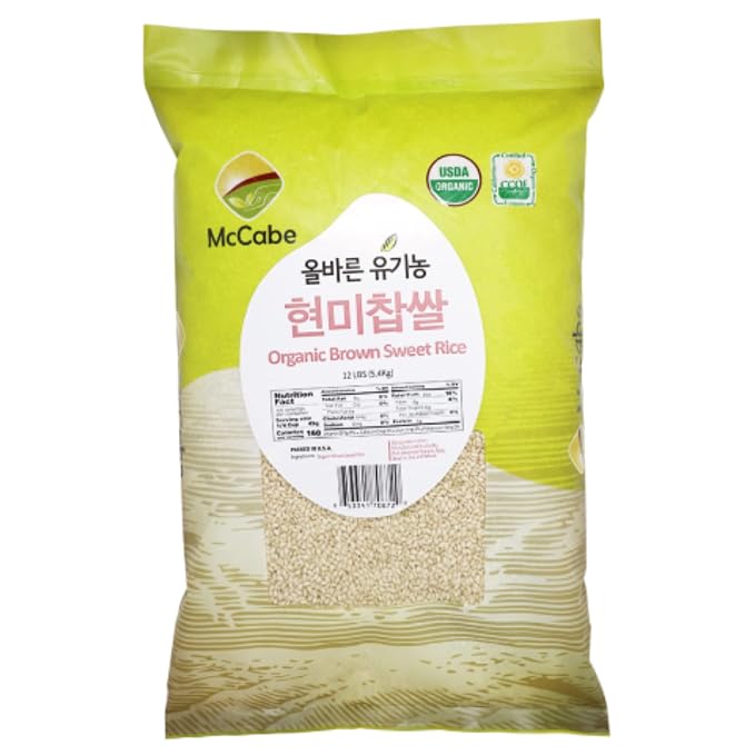 McCabe Organic Brown Sweet Rice - Rich in Fibers and Minerals | USDA and CCOF Certified | Sticky Brown Rice | Product of USA | 12 Lbs
