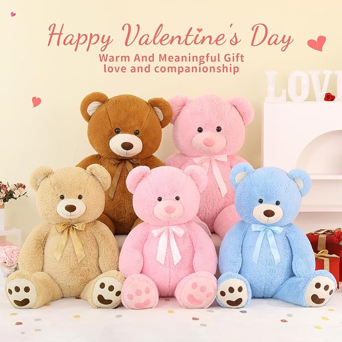 MorisMos 47inch Giant Teddy Bear Stuffed Animal 4ft, Big Teddy Bear Plush for Baby Shower, Life Size Stuffed Bear Gifts for Kids, Girls, Girlfriend, Women on Valentine, Christmas, Birthday（Brown）