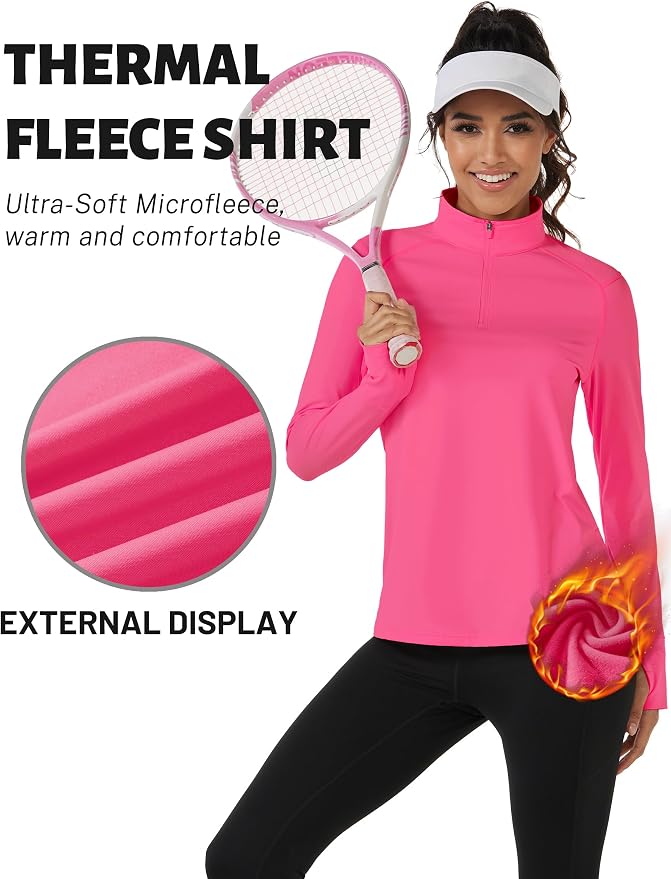 TACVASEN Women's Quarter Zip Sweatshirt Fleece Long Sleeve Workout Pullover | Lightweight Breathable Thermal Fabric,Mock Neck Design,Athletic Tops,Ideal for Gym Running Activities